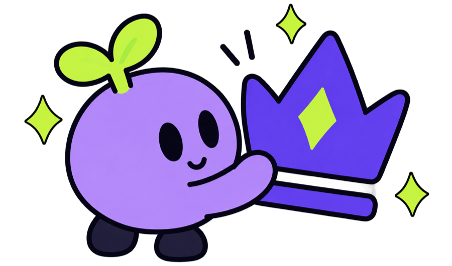 The Specksy mascot holding the Founding Creator crown